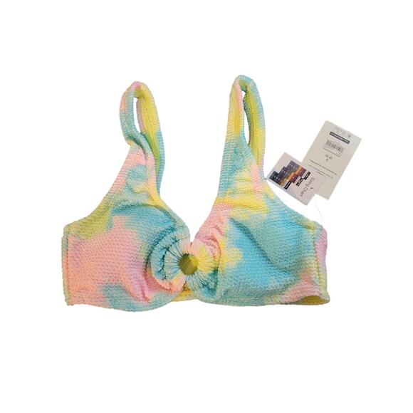 NWT No boundaries small 3-5 yellow blue bikini swim top - Picture 1 of 6